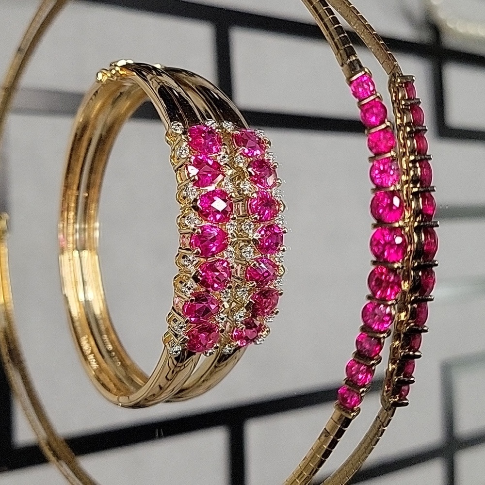 Authentic Diamond & Pink Sappire Set Necklace & Bracelet 4.7kt/40g